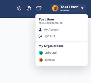 Options available in the Account menu