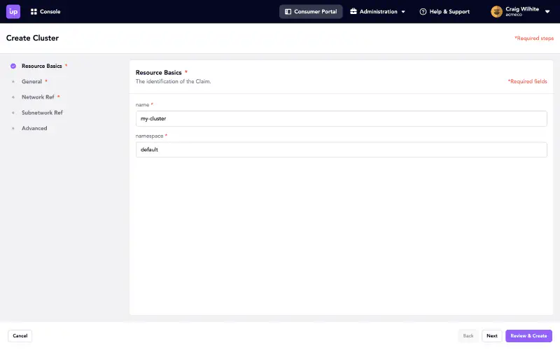 Upbound Consumer portal crud
