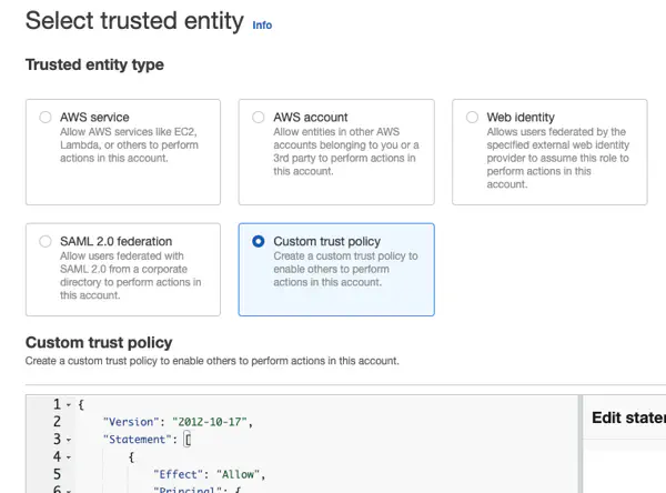 IAM Role with a custom trust policy