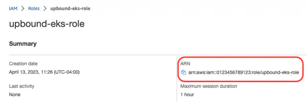 Viewing the role ARN
