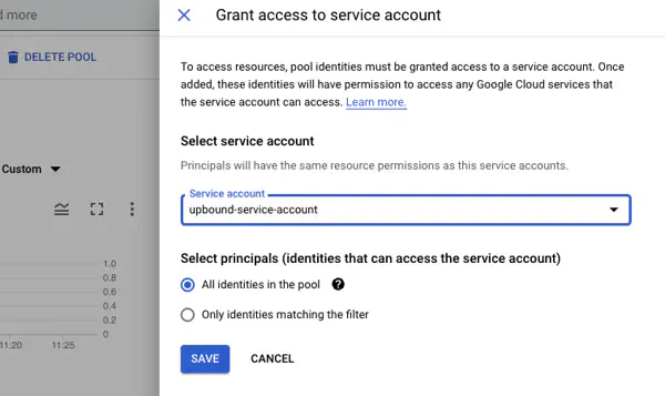 Pool select service account screen